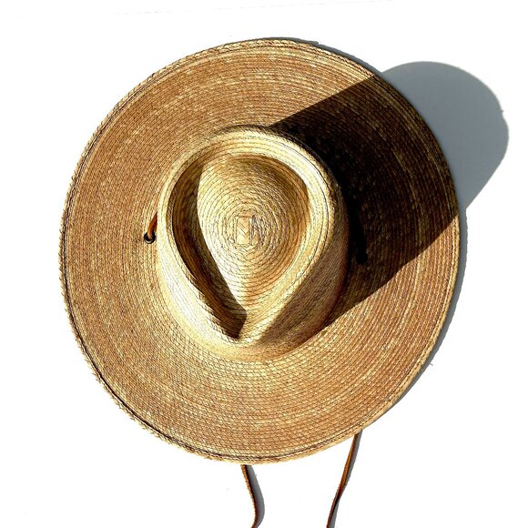 Women’s Gigi Pip Hand Woven Palm Leaves Straw Fedora Hat w/Strap Mexico Size 59 main image 6